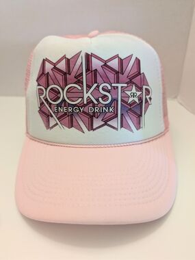 Rockstar Energy Drink Pink White Mesh Trucker Hat Snapback Cap Nissun Y2K